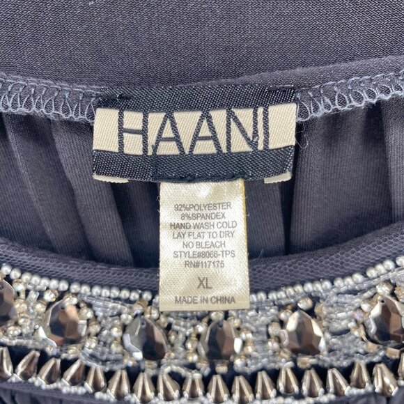 Haani Dress Women Extra Large Gray Bling Neckline Jersey Shirred Sleeveless Knee - Picture 5 of 9